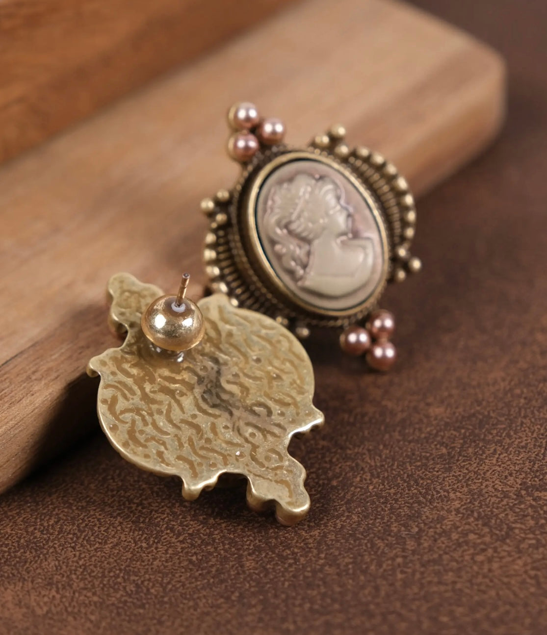 18K Gold Plated The Rosalie Cameo Earrings