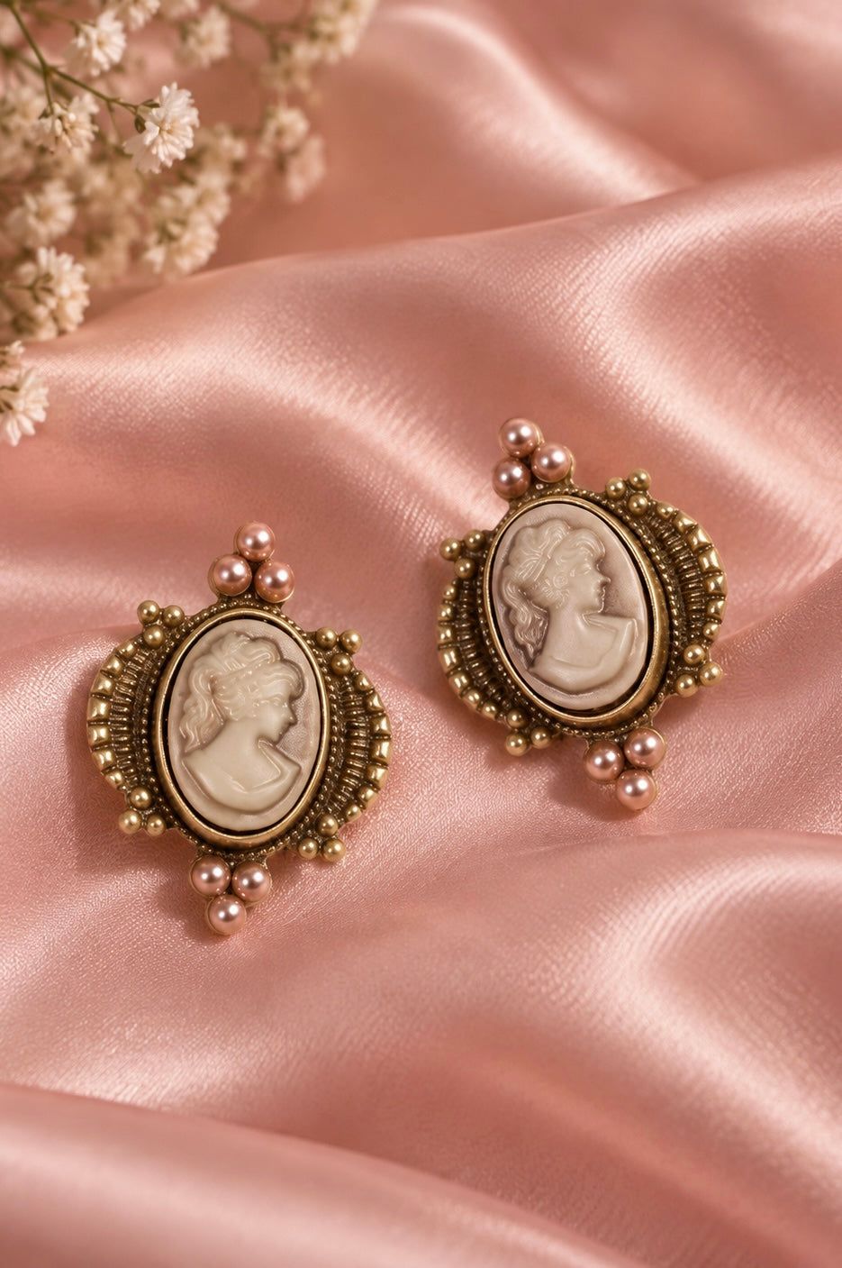 18K Gold Plated The Rosalie Cameo Earrings