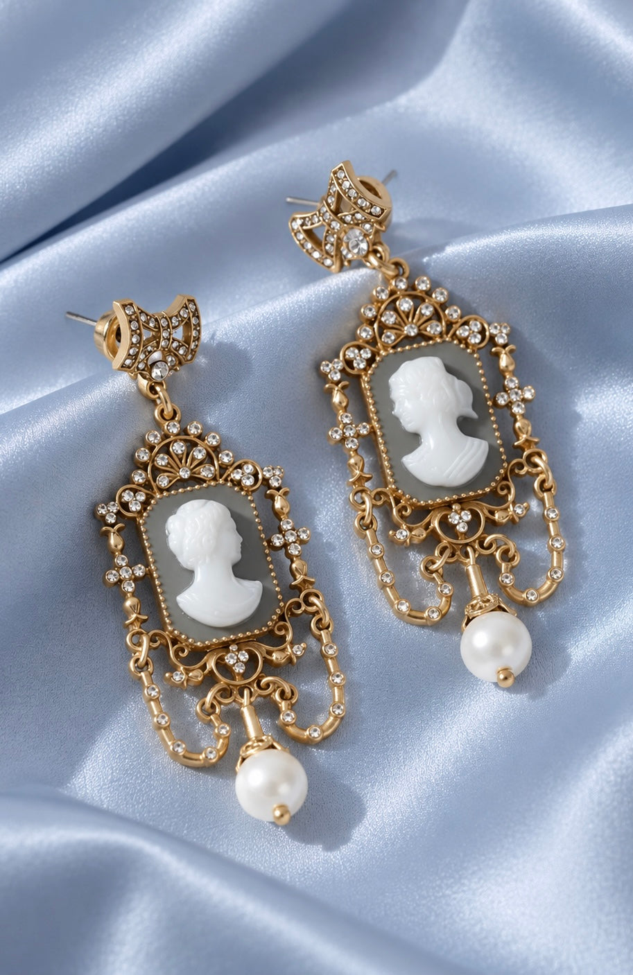 18K Gold Plated Evangeline Cameo Earrings